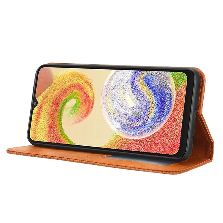 Per Samsung Galaxy A04 4G Retro PU Leather + TPU Case Impronta Portafoglio a Mosaico Coperchio di Chiusura Automatica Del Telefono Magnetico - Marrone