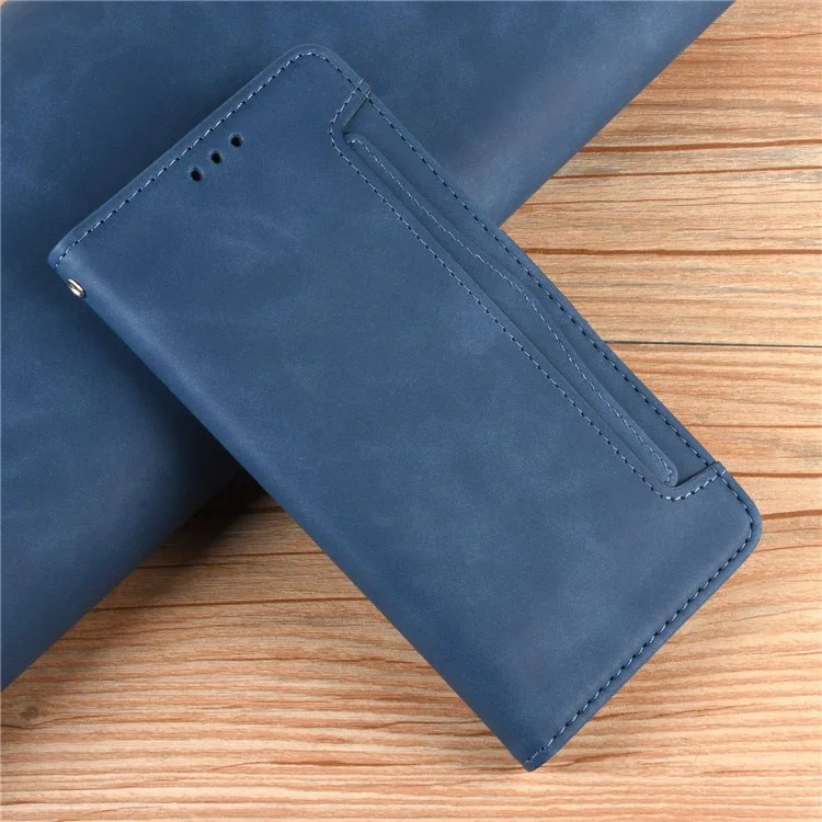 Custodia in pelle PU con più slot per schede per Samsung Galaxy A04 4G (164,4 x 76,3 x 9,1 mm) / M13 5G, portafoglio a libro con supporto - Blu
