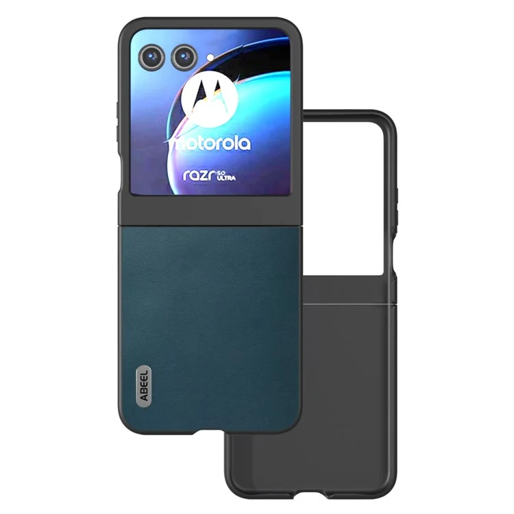 ABEEL для чехла Motorola Razr 50 5G Genuine Cow Leather+PC Folding Phone Cover - Green