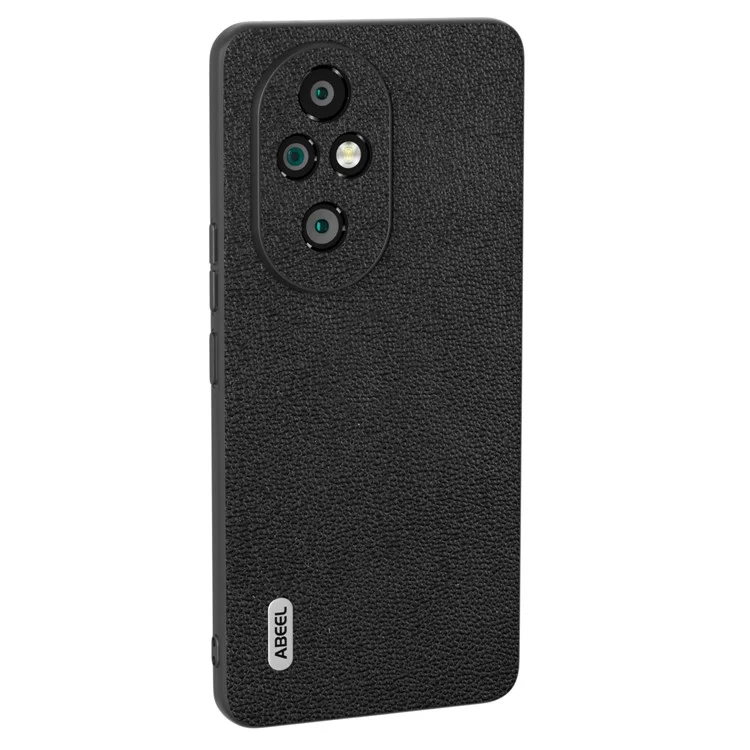 ABEEL For Honor 200 Pro 5G Case Genuine Cow Leather Coated TPU+PC Phone Cover - Schwarz