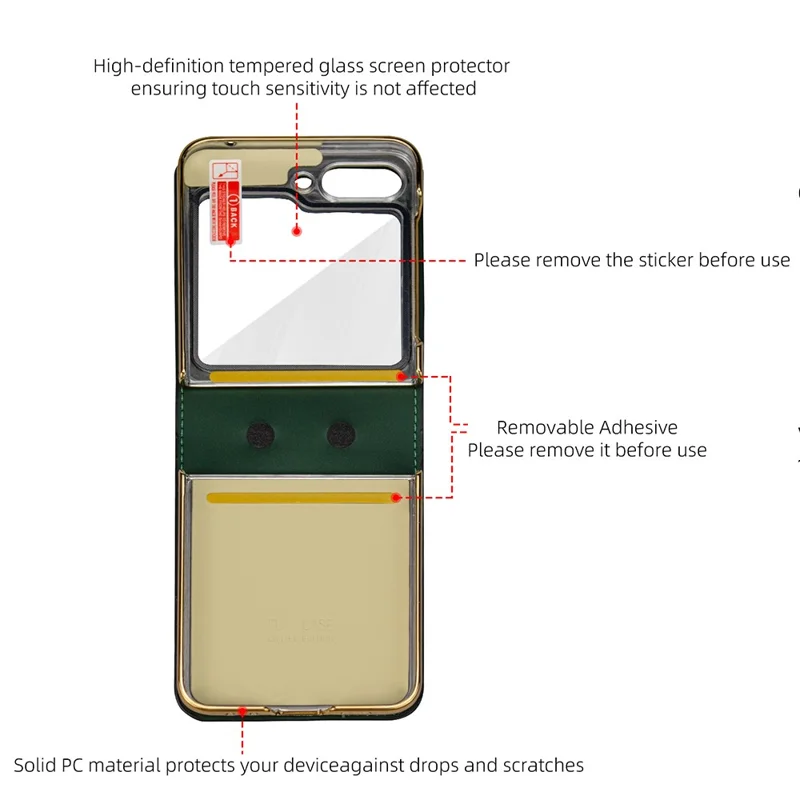 Para Samsung Galaxy Z Flip5 5G Kickstand Case Flower Pattern Leather+PC Phone Cover with Back Film - Verde