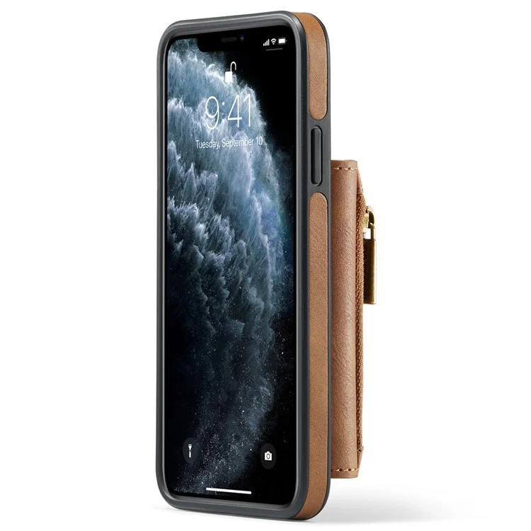 DG.MING M5 Series For iPhone 11 Pro Case Detachable Magnetic Leather Phone Cover with Card Slots - Brown