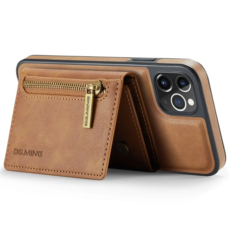 DG.MING M5 Series For iPhone 11 Pro Case Detachable Magnetic Leather Phone Cover with Card Slots - Brown