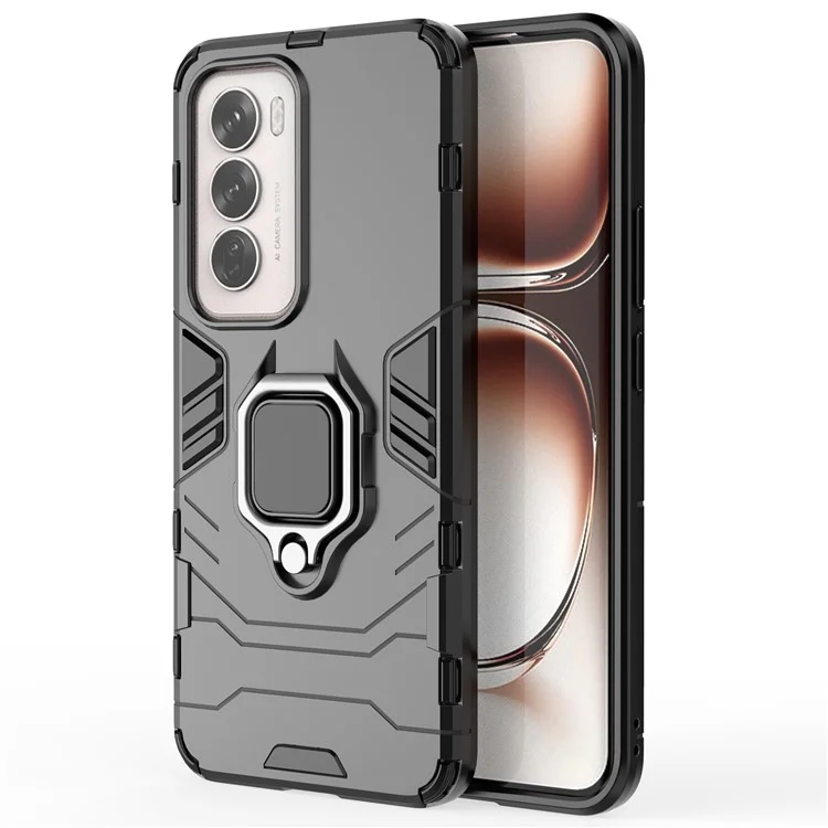 Для Oppo Reno12 5G (Global) Чехол PC+TPU с подставкой - Черный