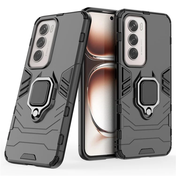Для Oppo Reno12 5G (Global) Чехол PC+TPU с подставкой - Черный