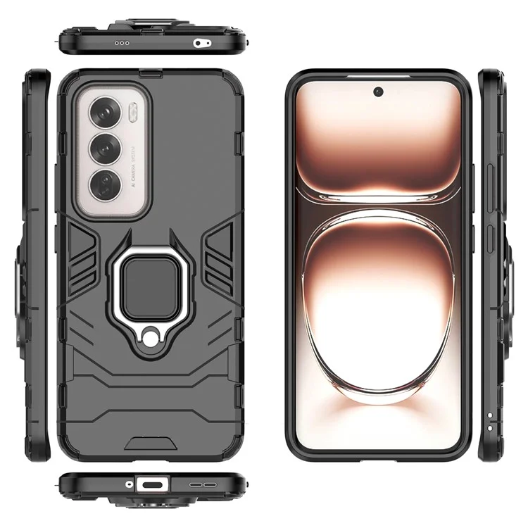 Для Oppo Reno12 5G (Global) Чехол PC+TPU с подставкой - Черный