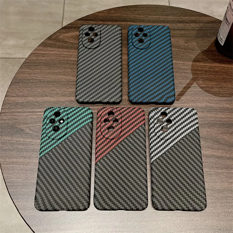 For Honor 200 5G Case Carbon Fiber Texture Drop-Proof Hard PC Phone Cover - Preto+Verde
