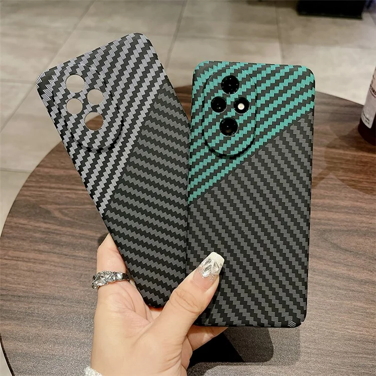 For Honor 200 5G Case Carbon Fiber Texture Drop-Proof Hard PC Phone Cover - Preto+Verde