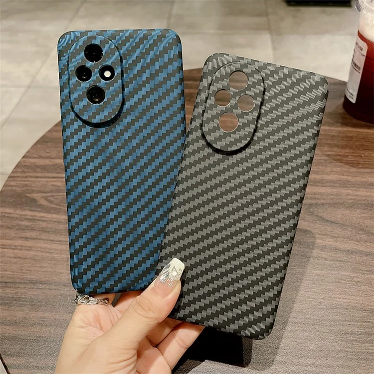 For Honor 200 5G Case Carbon Fiber Texture Drop-Proof Hard PC Phone Cover - Preto+Verde