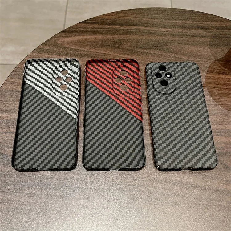 For Honor 200 5G Case Carbon Fiber Texture Drop-Proof Hard PC Phone Cover - Preto+Verde