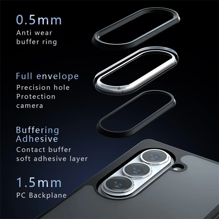 Per Samsung Galaxy Z Fold6 5G Custodia all'ingrosso Caso TPU+PC Guscio del telefono - Trasparente Nero