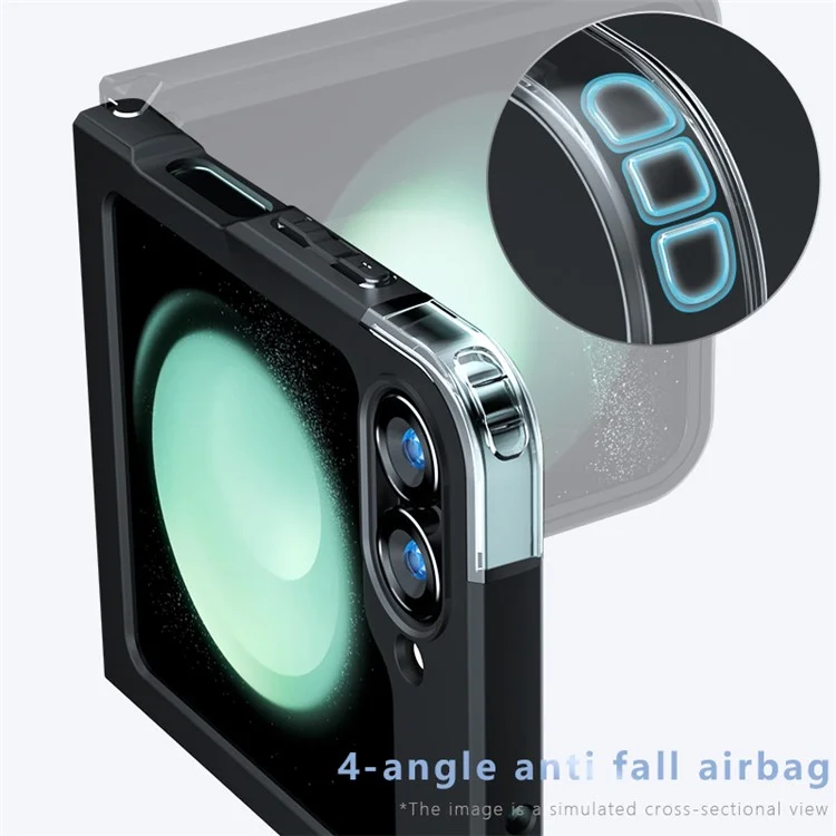 Per Samsung Galaxy Z Flip6 5G Custodia antiurto in TPU+PC - Nero Trasparente