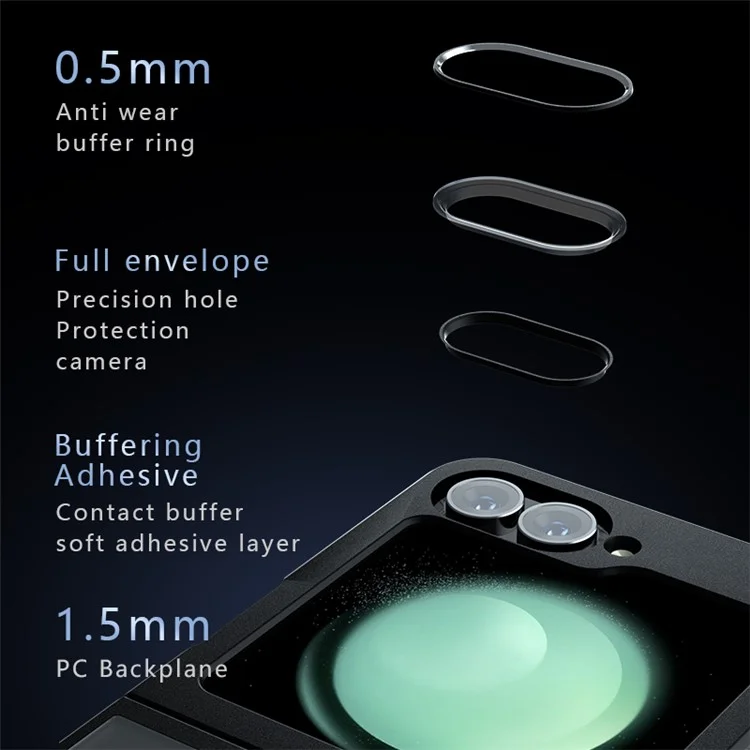 Per Samsung Galaxy Z Flip6 5G Custodia antiurto in TPU+PC - Nero Trasparente