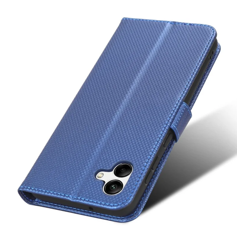 Funda tipo cartera de cuero PU con textura de diamante, soporte y cierre magnético para Samsung Galaxy A04 4G (164,4 x 76,3 x 9,1 mm) / M13 5G - Azul