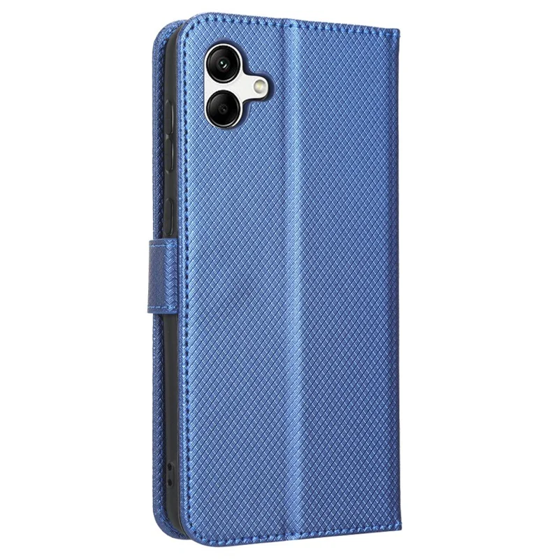 Funda tipo cartera de cuero PU con textura de diamante, soporte y cierre magnético para Samsung Galaxy A04 4G (164,4 x 76,3 x 9,1 mm) / M13 5G - Azul