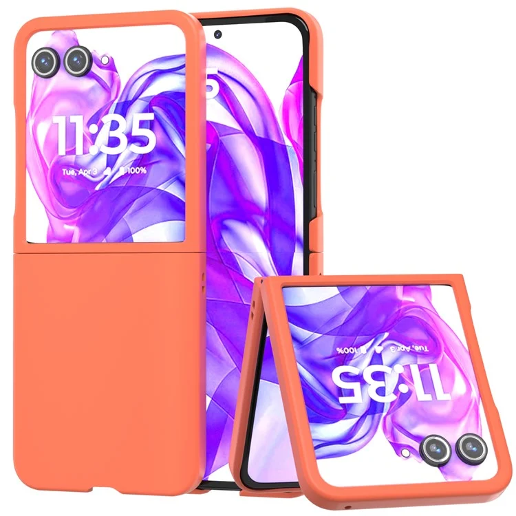 Para Motorola Razr 50 Ultra 5G Carcasa Dura de PC Cubierta de Piel Amigable al Tacto - Naranja