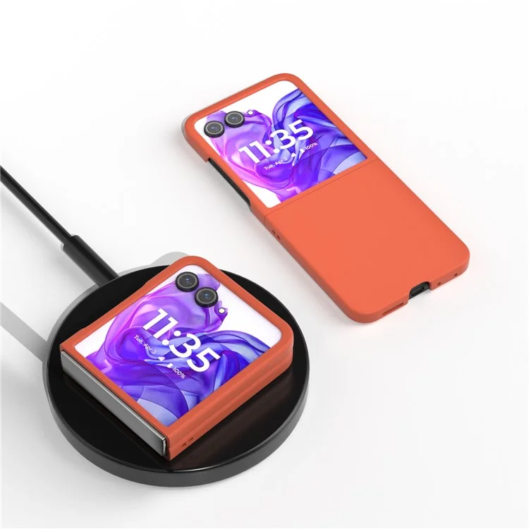 Para Motorola Razr 50 Ultra 5G Carcasa Dura de PC Cubierta de Piel Amigable al Tacto - Naranja
