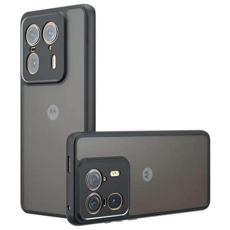Для Motorola Edge 50 Ultra 5G Чехол Кожа-Касание ТПУ+ПК Матовый Чехол для Телефона, Прозрачный Черный