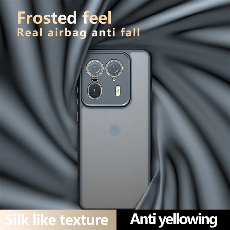 Для Motorola Edge 50 Ultra 5G Чехол Кожа-Касание ТПУ+ПК Матовый Чехол для Телефона, Прозрачный Черный