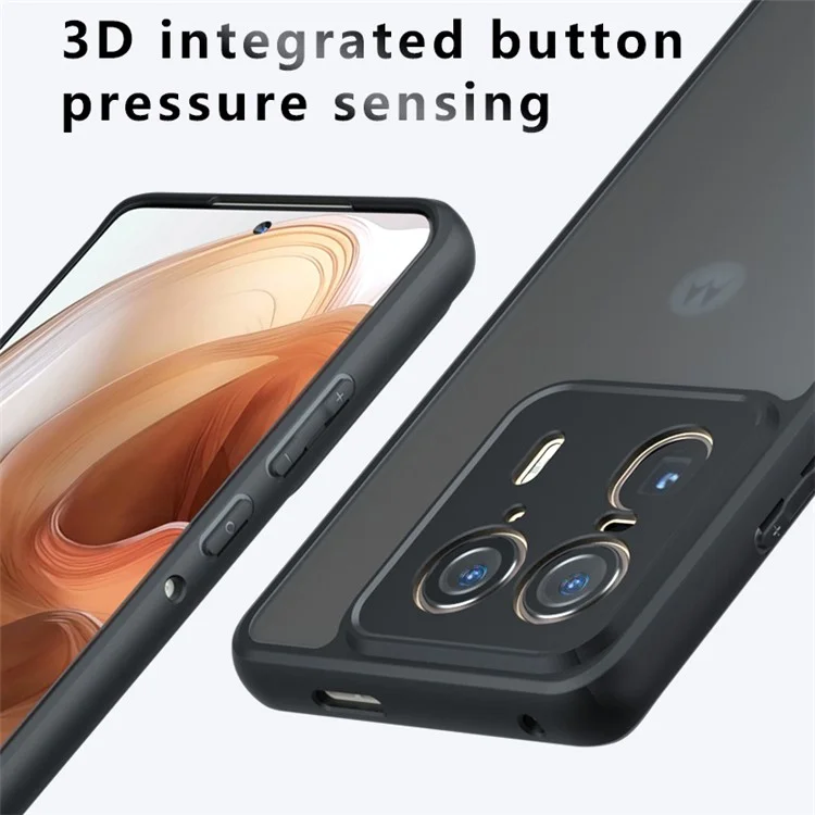 Для Motorola Edge 50 Ultra 5G Чехол Кожа-Касание ТПУ+ПК Матовый Чехол для Телефона, Прозрачный Черный