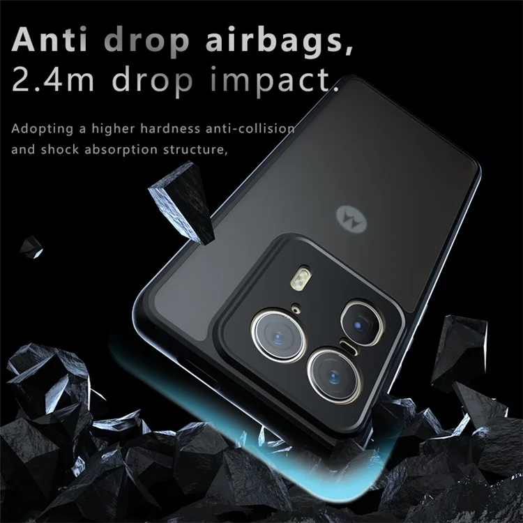 Для Motorola Edge 50 Ultra 5G Чехол Кожа-Касание ТПУ+ПК Матовый Чехол для Телефона, Прозрачный Черный