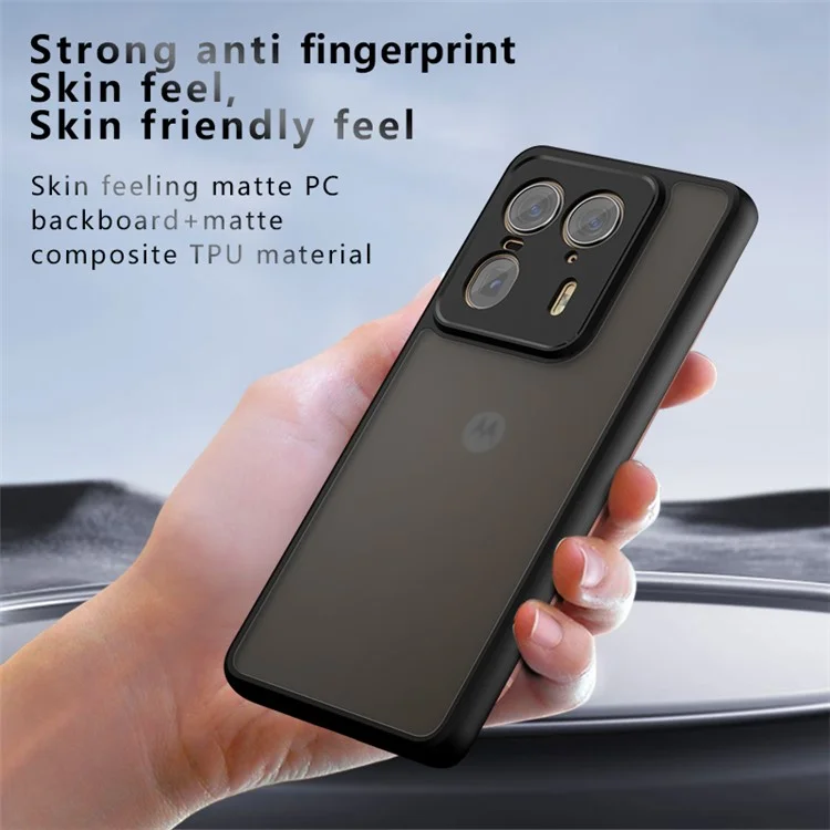 Для Motorola Edge 50 Ultra 5G Чехол Кожа-Касание ТПУ+ПК Матовый Чехол для Телефона, Прозрачный Черный