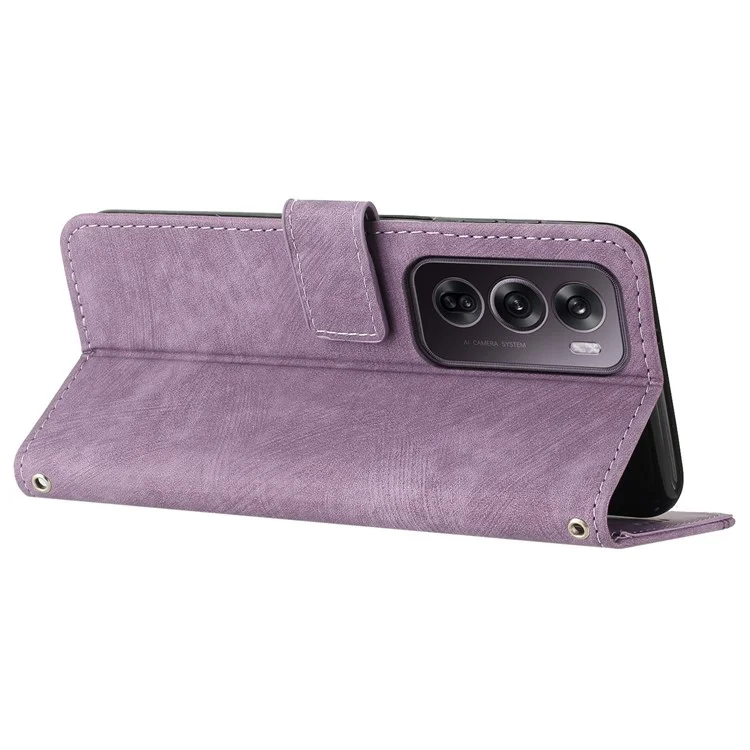 Per Oppo Reno12 Pro 5G (Globale) Custodia Skin-Touch in pelle PU Anti-graffio Custodia per cellulare - Viola
