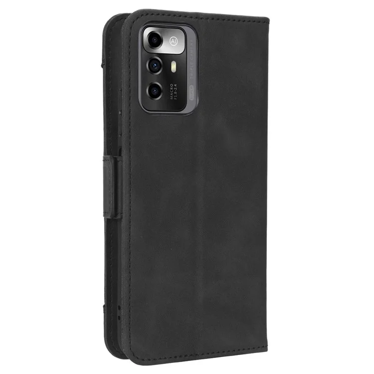 For ZTE Blade A72 5G PU Leather Phone Stand Case Multiple Card Slots Magnetic Clasp Wallet Phone Cover - Black