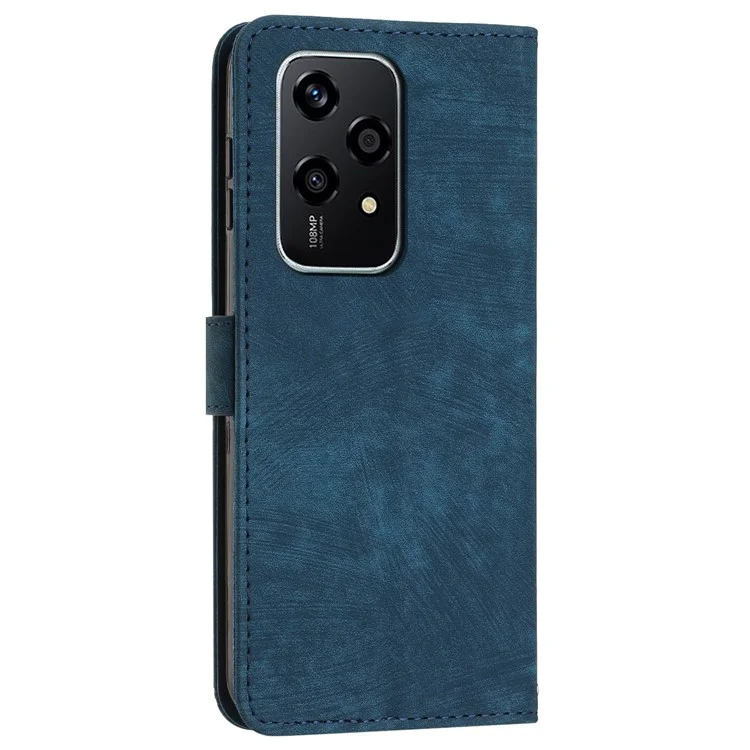 For Honor 200 Lite Case Lines Imprinted Drop-Proof Leather Wallet Stand Phone Cover - Sapphire