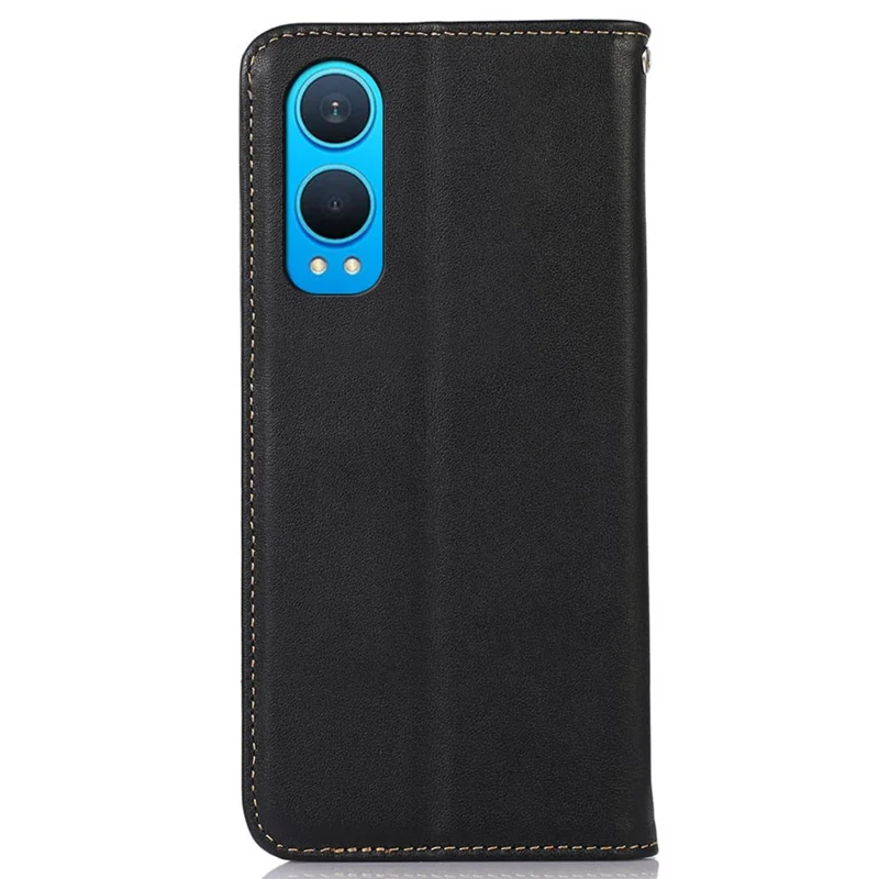 KHAZNEH For OnePlus Nord CE4 Lite 5G / Oppo K12x 5G (China) Case Genuine Cow Leather Phone Cover - Black