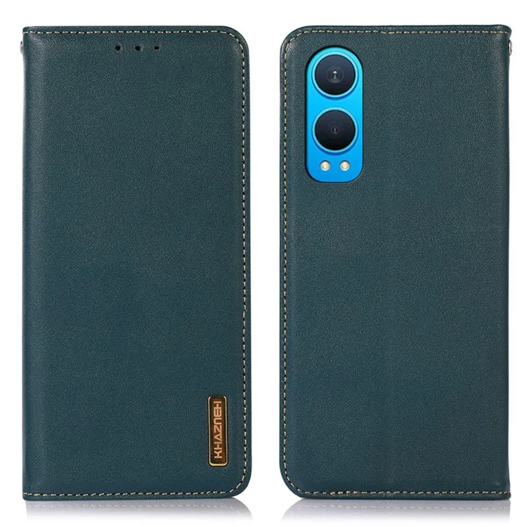 KHAZNEH For OnePlus Nord CE4 Lite 5G / Oppo K12x 5G (China) Case Genuine Cow Leather Phone Cover - Green