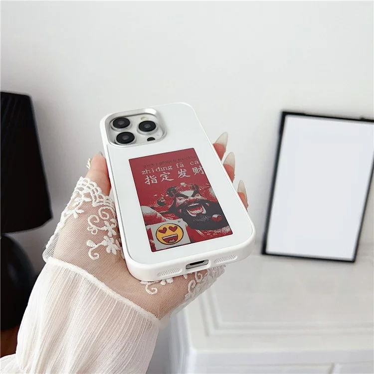 For iPhone 13 Pro Max E Ink Phone Case 4-Color Display Smart NFC Phone Cover - Blue