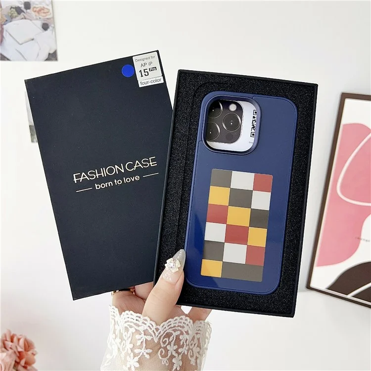 For iPhone 13 Pro Max E Ink Phone Case 4-Color Display Smart NFC Phone Cover - Blue