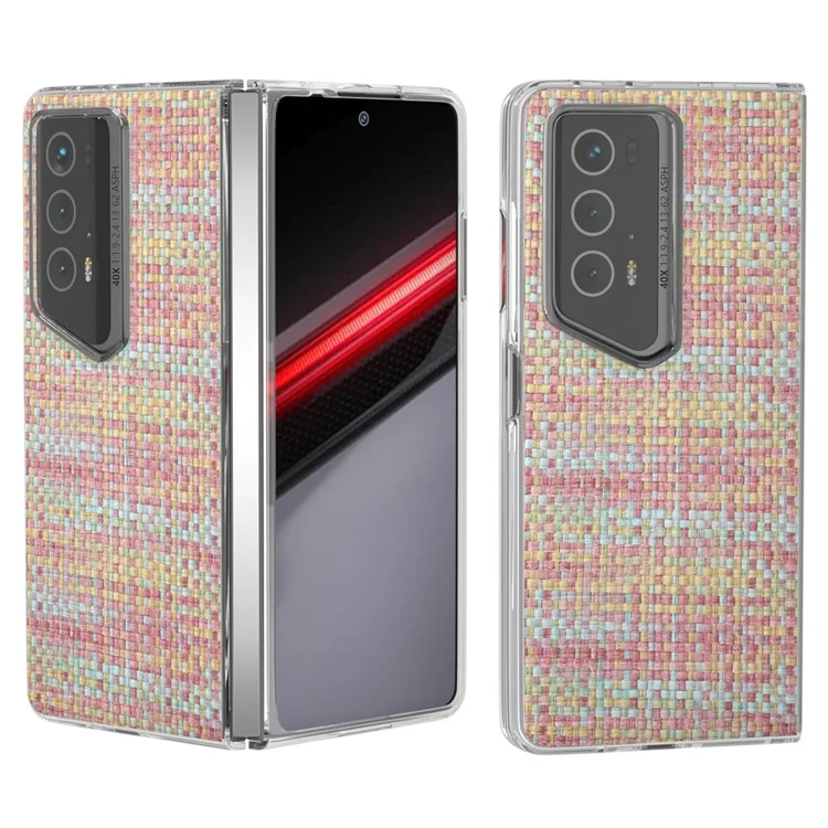 For Honor Magic V2 RSR Porsche Design Case Plaid Texture Clear Edge Leder+PC Handyhülle - Pink