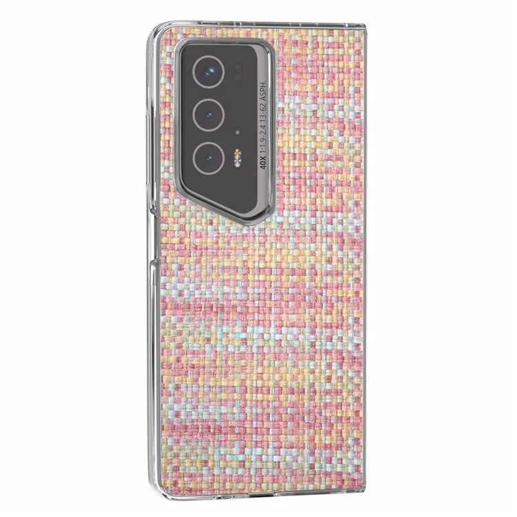 For Honor Magic V2 RSR Porsche Design Case Plaid Texture Clear Edge Leder+PC Handyhülle - Pink