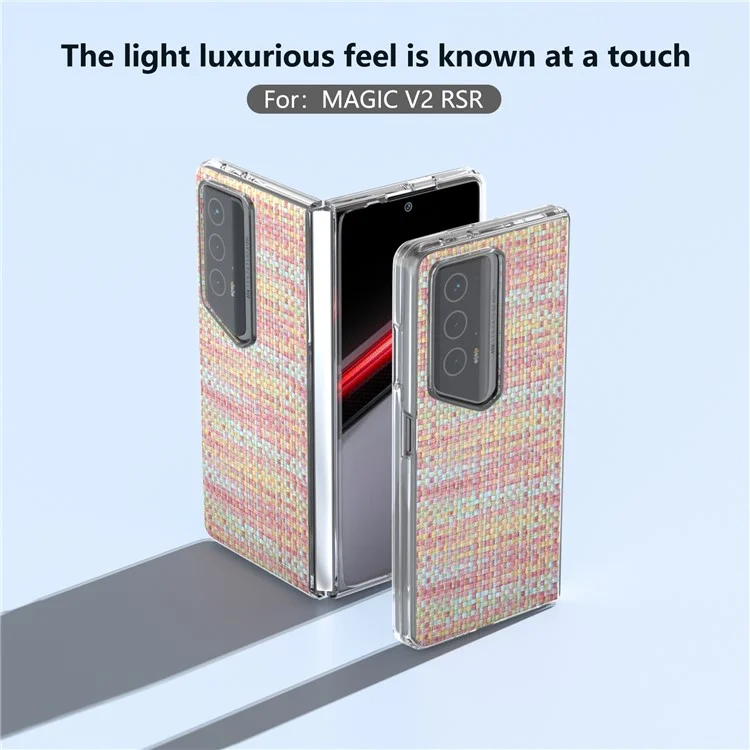 For Honor Magic V2 RSR Porsche Design Case Plaid Texture Clear Edge Leder+PC Handyhülle - Pink