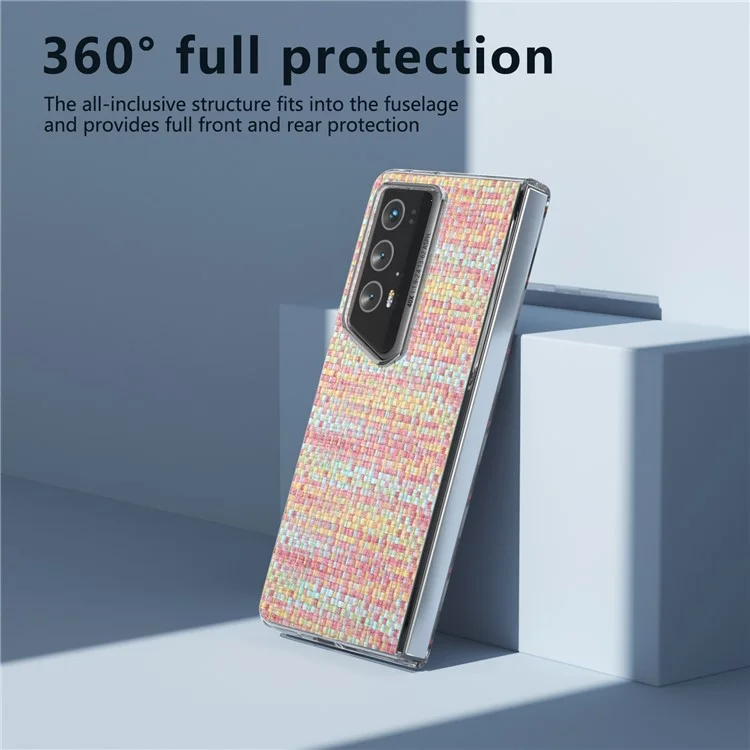 For Honor Magic V2 RSR Porsche Design Case Plaid Texture Clear Edge Leder+PC Handyhülle - Pink