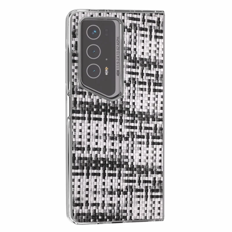 For Honor Magic V2 RSR Porsche Design Case Plaid Texture Clear Edge Leather+PC Phone Cover - Black+White