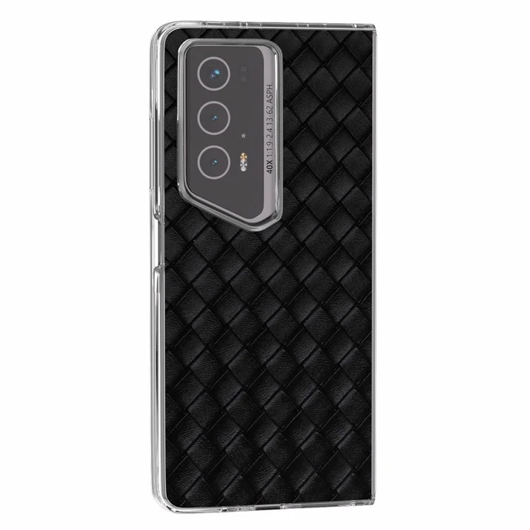 For Honor Magic V2 RSR Porsche Design Case Woven Texture Leather+PC Phone Cover Clear Edge - Nero