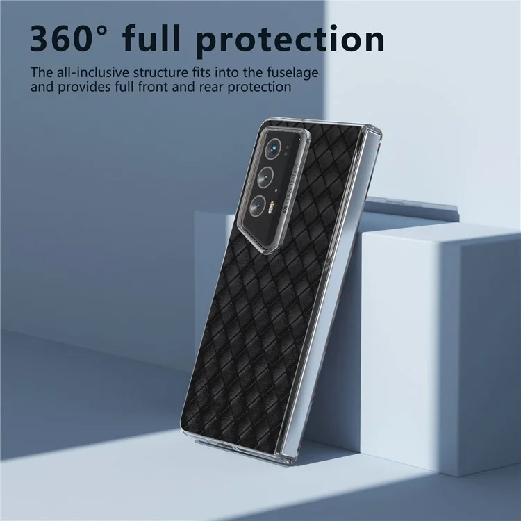 For Honor Magic V2 RSR Porsche Design Case Woven Texture Leather+PC Phone Cover Clear Edge - Nero