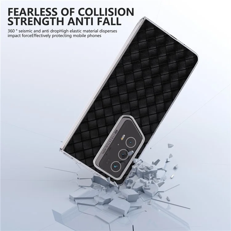 For Honor Magic V2 RSR Porsche Design Case Woven Texture Leather+PC Phone Cover Clear Edge - Nero