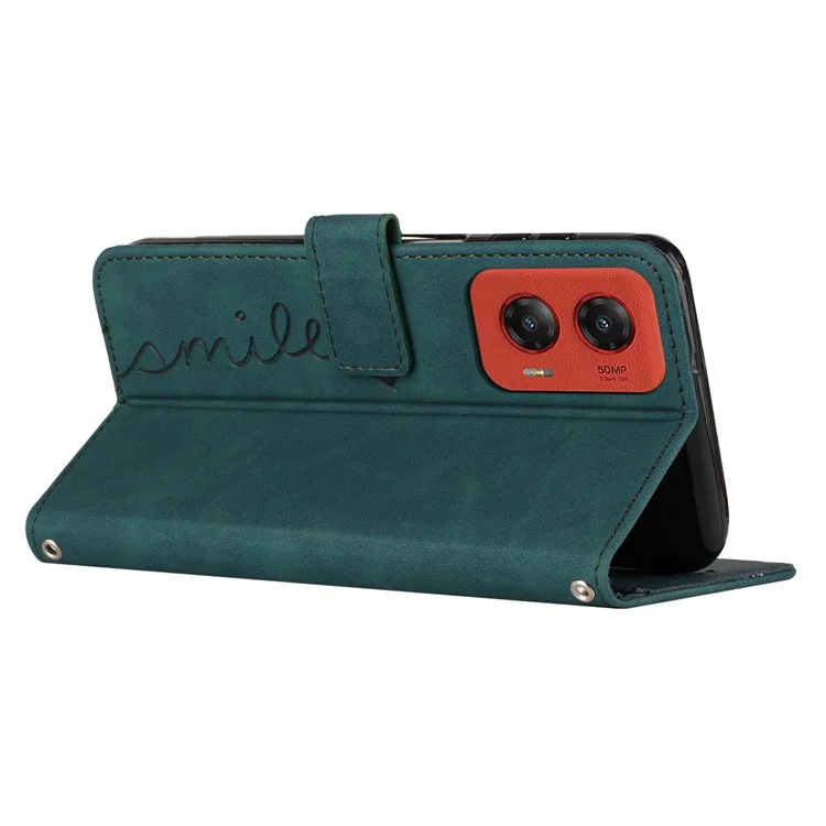 For Motorola Moto G Stylus 5G (2024) Phone Case Wallet Imprinted PU Leather Phone Stand Cover - Green