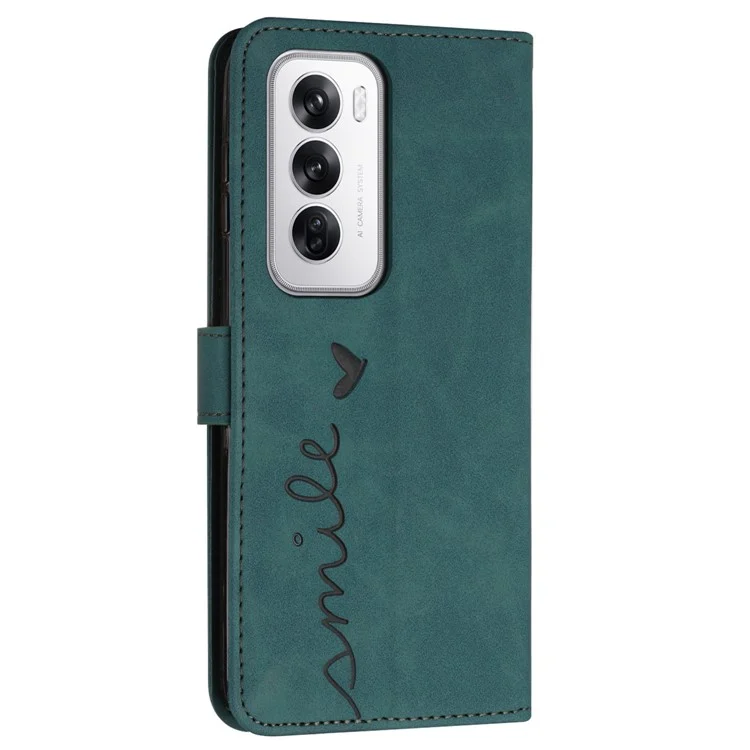 Для Oppo Reno12 5G (Global) Чехол для телефона Кошелек Кожа-Касание Ощущение PU Кожаная Подставка Крышка - Зеленая