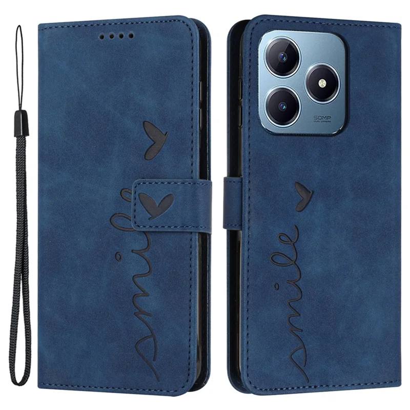 For Realme Note 60x 4G / C63 4G / C61 4G / Note 60 Case Wallet Imprinted PU Leather Phone Stand Cover - Sapphire