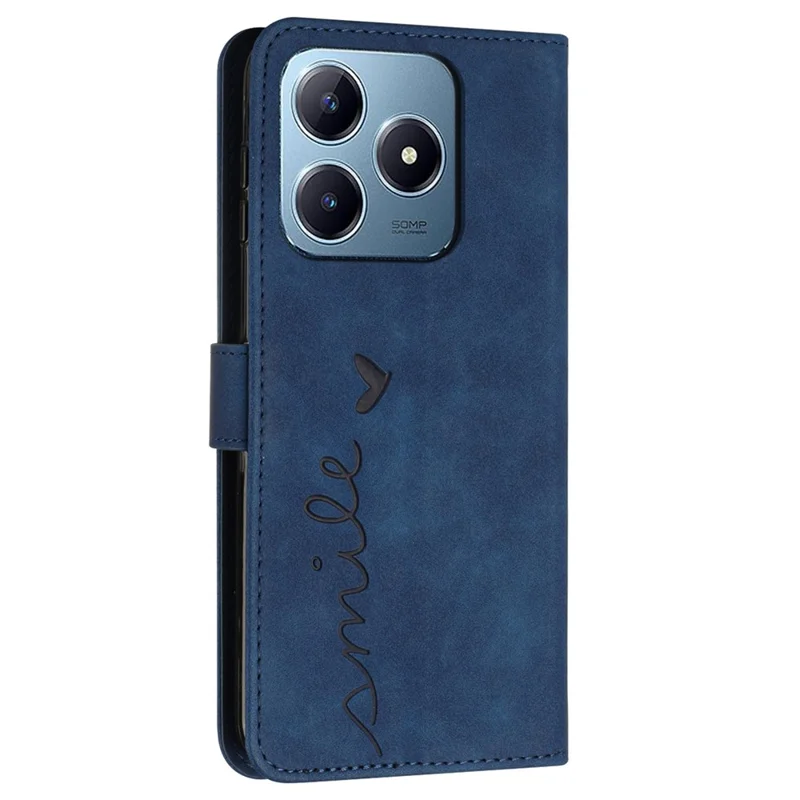 For Realme Note 60x 4G / C63 4G / C61 4G / Note 60 Case Wallet Imprinted PU Leather Phone Stand Cover - Sapphire