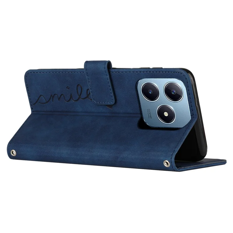 For Realme Note 60x 4G / C63 4G / C61 4G / Note 60 Case Wallet Imprinted PU Leather Phone Stand Cover - Sapphire