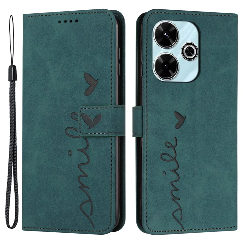 For Xiaomi Redmi 13 5G / 13 4G / Note 13R 5G / Poco M6 4G Case Wallet Imprinted PU Leather Phone Stand Cover - Green