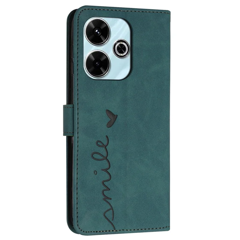 For Xiaomi Redmi 13 5G / 13 4G / Note 13R 5G / Poco M6 4G Case Wallet Imprinted PU Leather Phone Stand Cover - Green