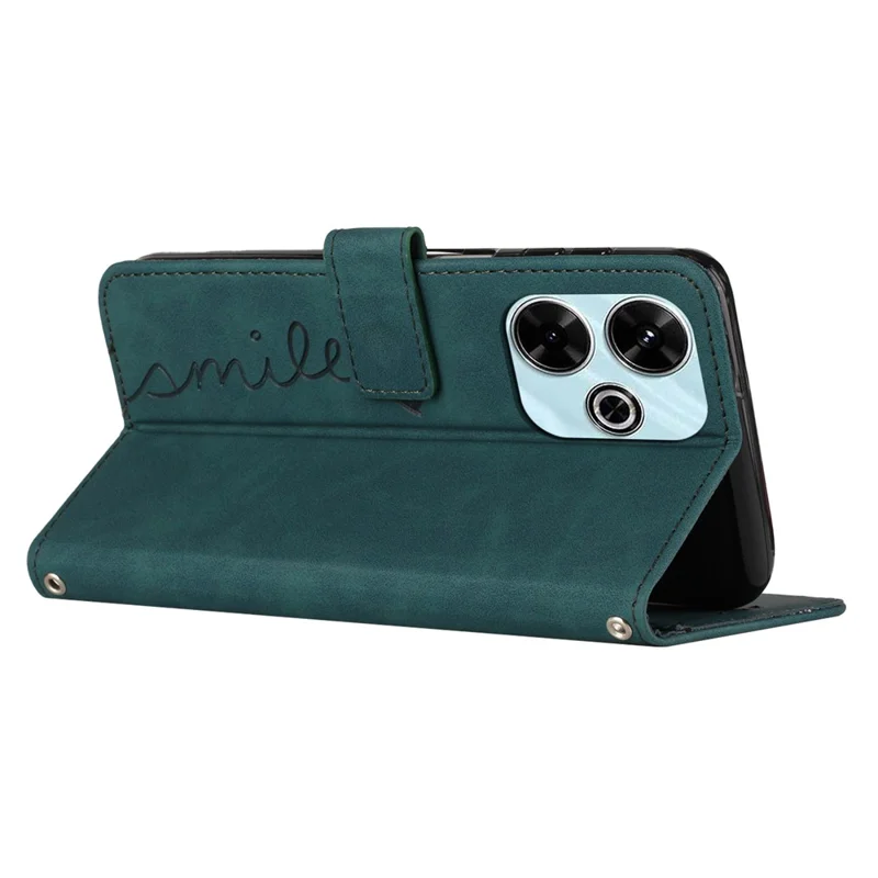 For Xiaomi Redmi 13 5G / 13 4G / Note 13R 5G / Poco M6 4G Case Wallet Imprinted PU Leather Phone Stand Cover - Green