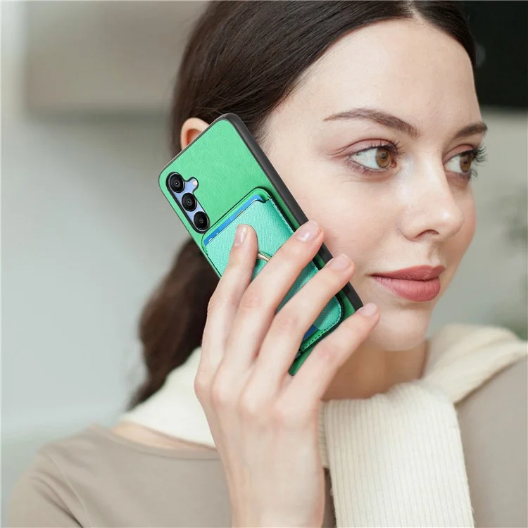 Для Samsung Galaxy A25 5G (Global) (161,0 x 76,5 x 8,3 мм) Магнитный чехол для телефона с держателем для карт - зеленый